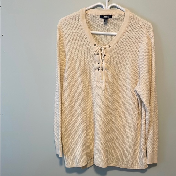 Chaps Denim Cream Sweater - Picture 1 of 5